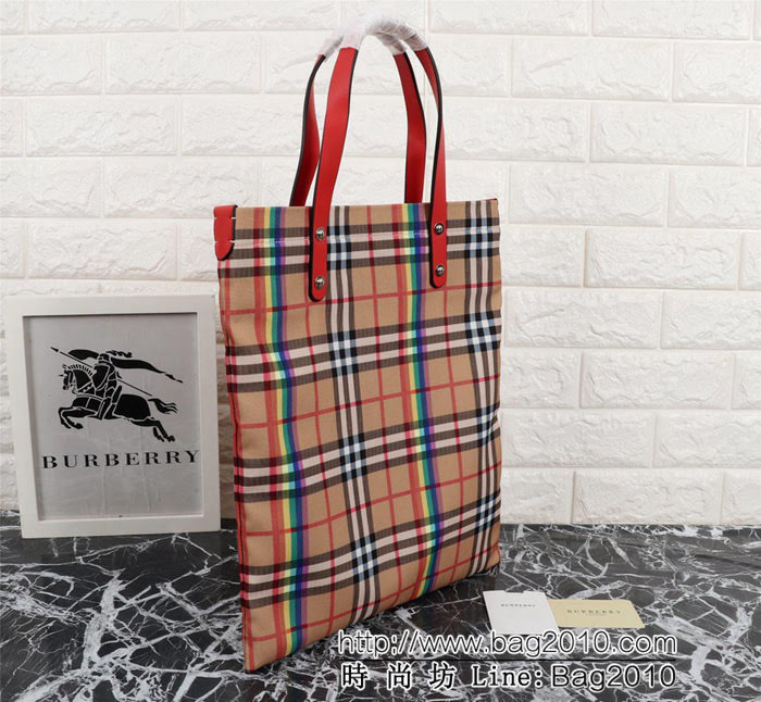 BURBERRY巴寶莉 小號棉質帆布購物袋 vitage復古格紋 款號2131  Bhq1065